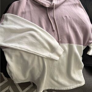 Pink and White Colorblock Hoodie